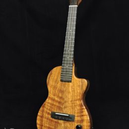 PONO TE-DELUX GLOSS SOLID ACACIA THIN BODY ELECTRIC TENOR UKULELE WITH CASE